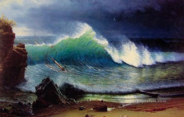 Albert Bierstadt La orilla del mar turquesa Olas del océano Pinturas al óleo